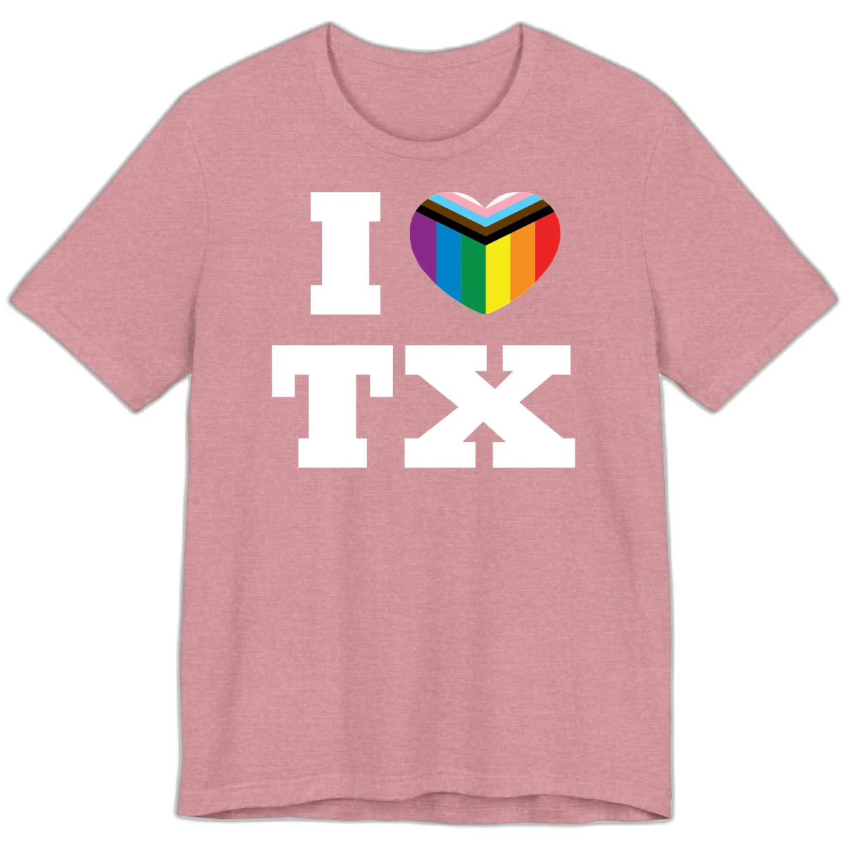 I love pride rainbow heart design with full spectrum stripes and chevron pattern overlay in Heather Orchid