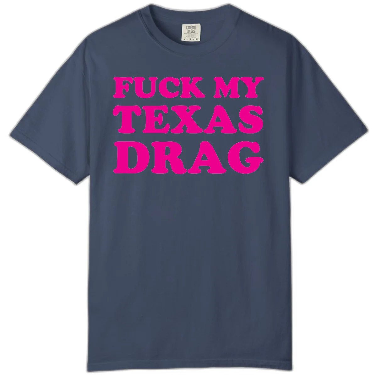 Bold magenta text reading 'Fuck My Texas Drag' in large chunky sans-serif letters on gray background in Midnight