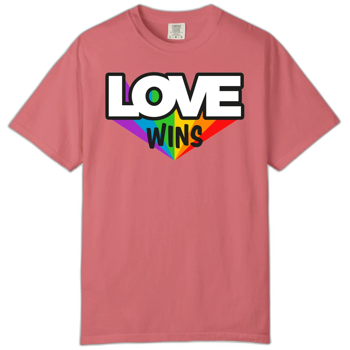 Love wins pride design with rainbow wings and gradient eye symbol in vibrant purple, blue, green, yellow, orange and red colors in Watermelon