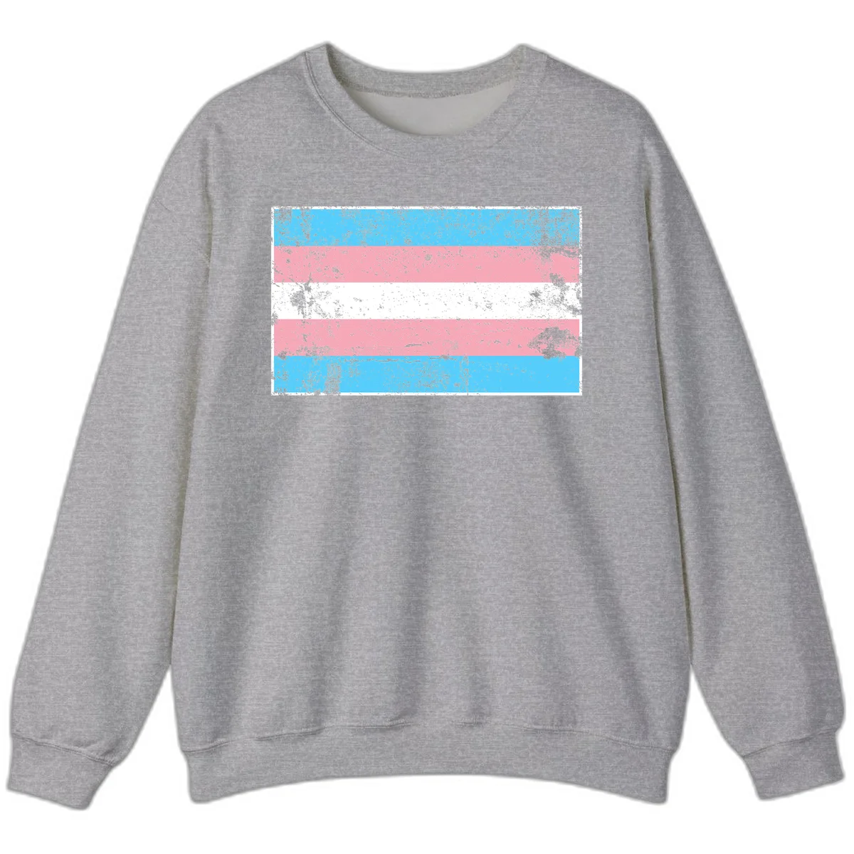 Distressed transgender pride flag with cyan, pink, and white horizontal stripes and weathered grunge texture in Sport Grey