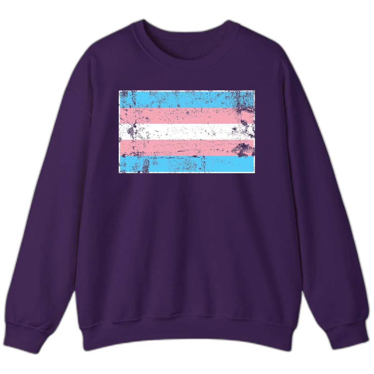 Distressed transgender pride flag with cyan, pink, and white horizontal stripes and weathered grunge texture in Purple