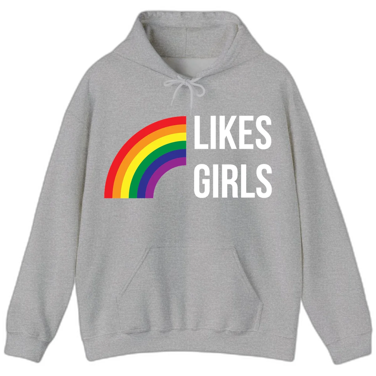 Colorful rainbow arc with 'Likes Girls' text - likes-girls-pride design on gray background in Sport Grey