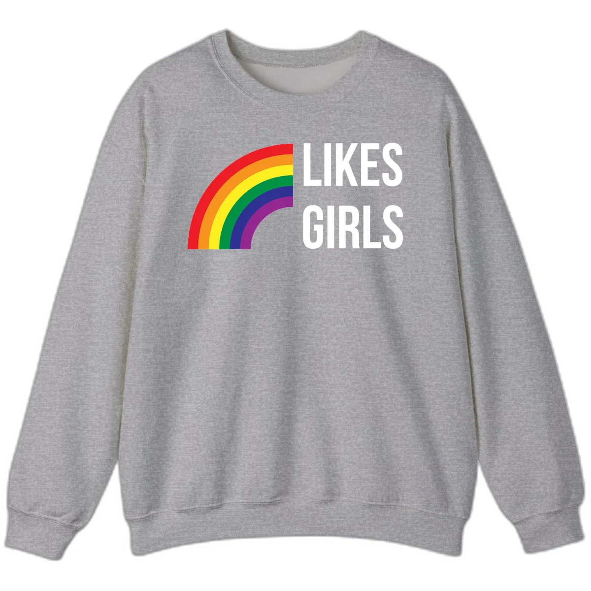 Colorful rainbow arc with 'Likes Girls' text - likes-girls-pride design on gray background in Sport Grey