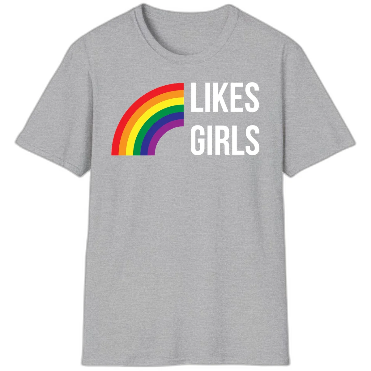 Colorful rainbow arc with 'Likes Girls' text - likes-girls-pride design on gray background in Sport Grey