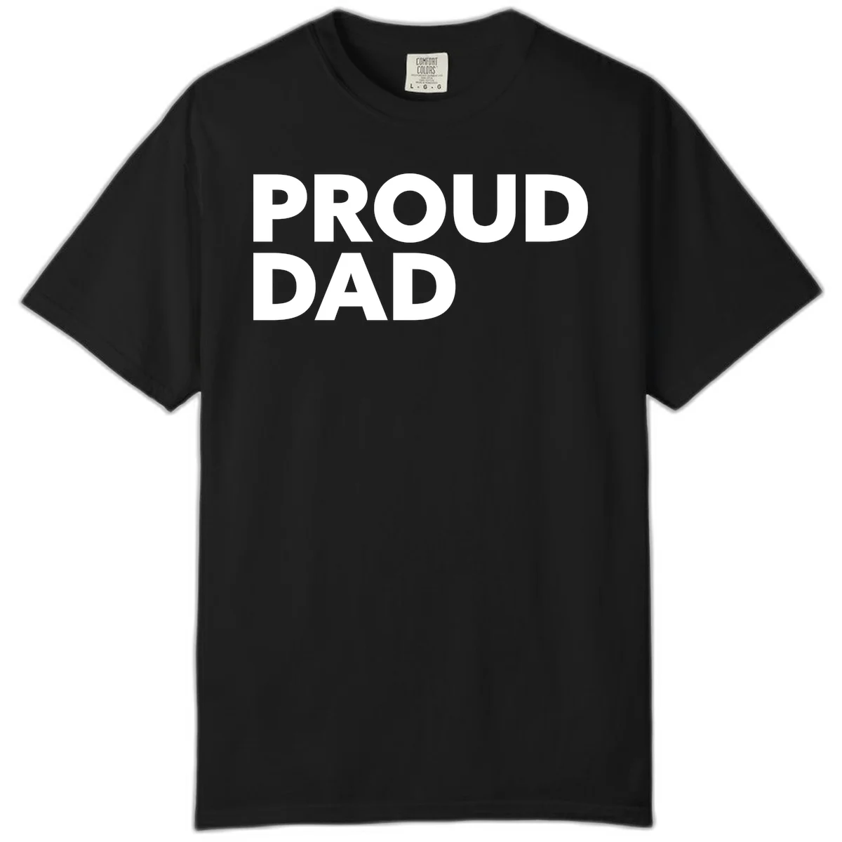 Bold white 'PROUD DAD' text on gray background - proud dad typography design in Black