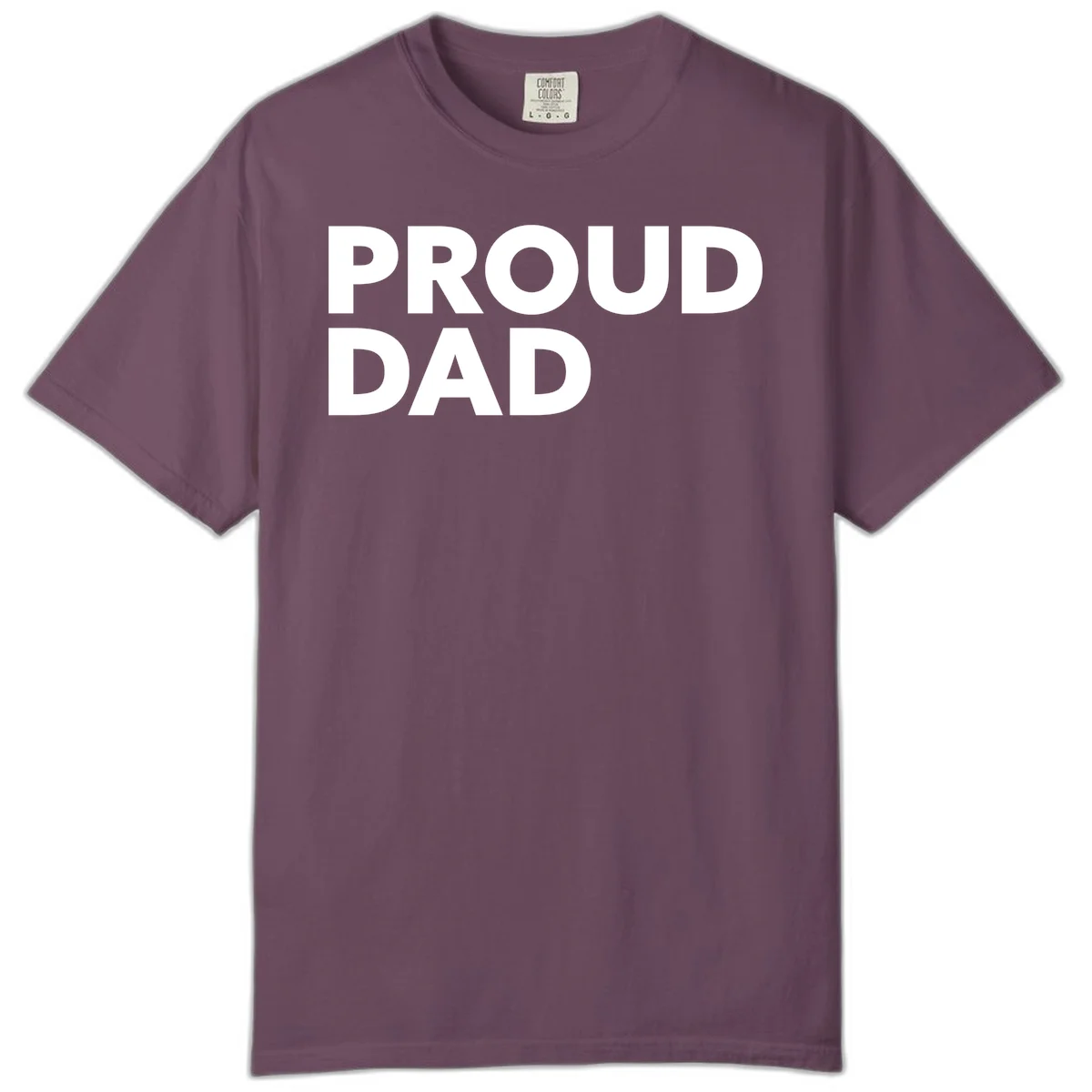 Bold white 'PROUD DAD' text on gray background - proud dad typography design in Berry