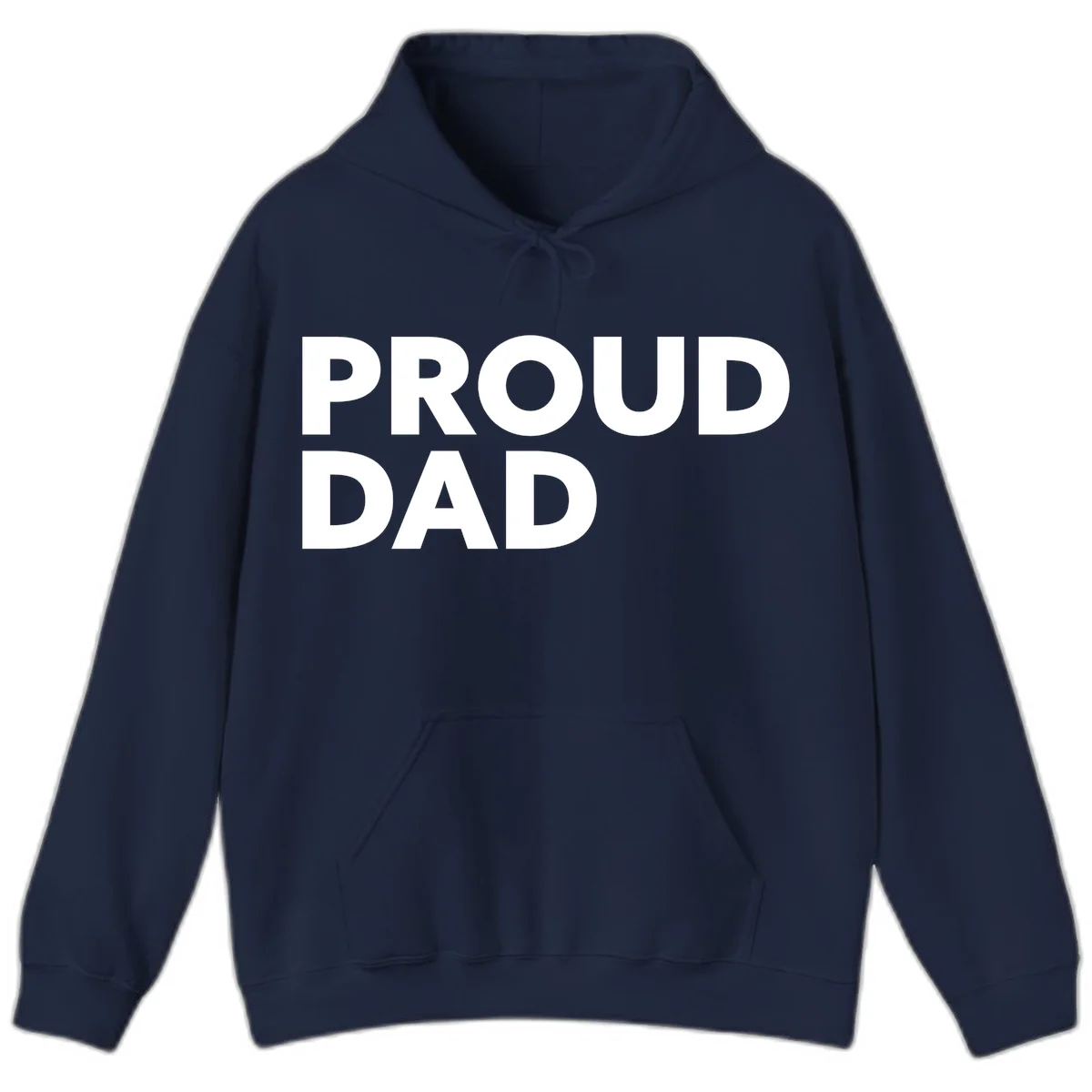 Bold white 'PROUD DAD' text on gray background - proud dad typography design in Navy