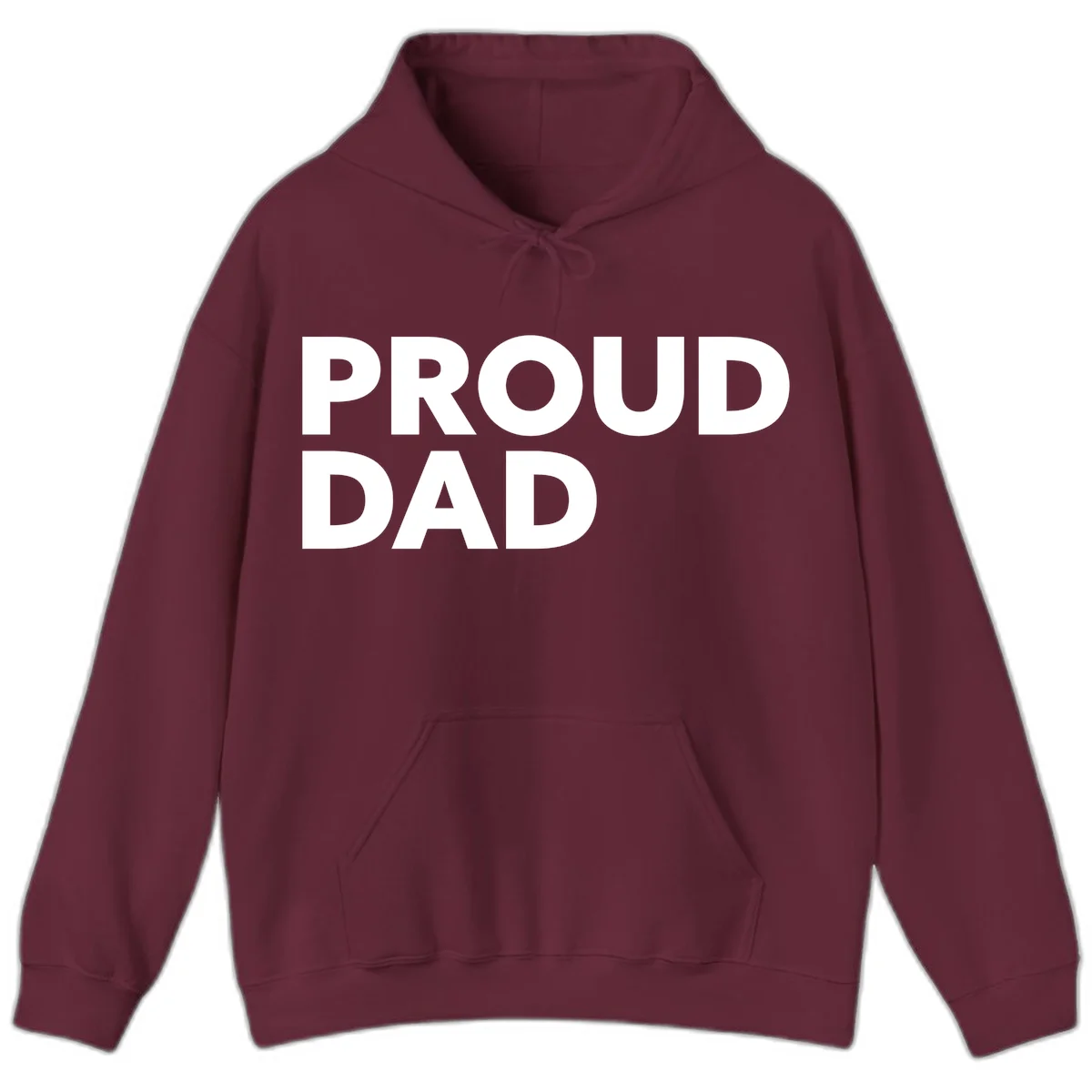 Bold white 'PROUD DAD' text on gray background - proud dad typography design in Maroon