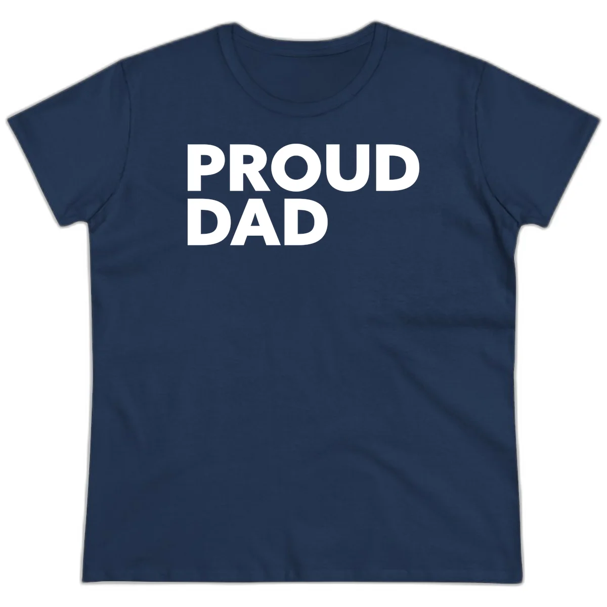 Bold white 'PROUD DAD' text on gray background - proud dad typography design in Navy