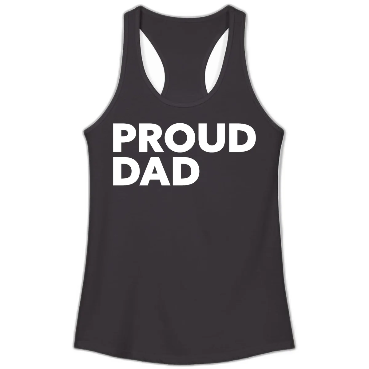 Bold white 'PROUD DAD' text on gray background - proud dad typography design in Black