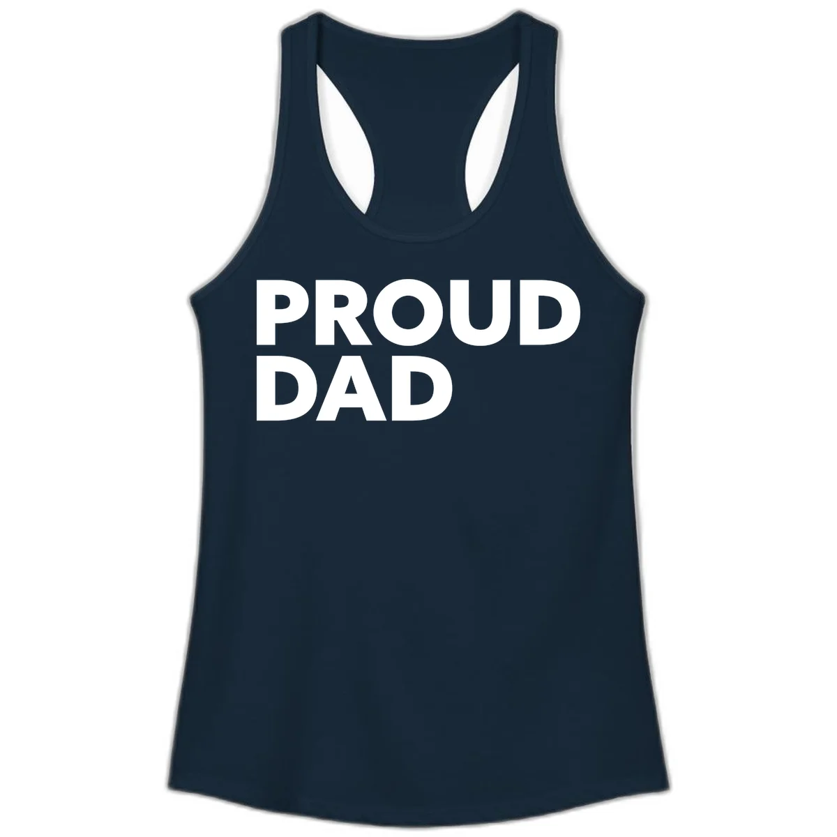 Bold white 'PROUD DAD' text on gray background - proud dad typography design in Solid Midnight Navy