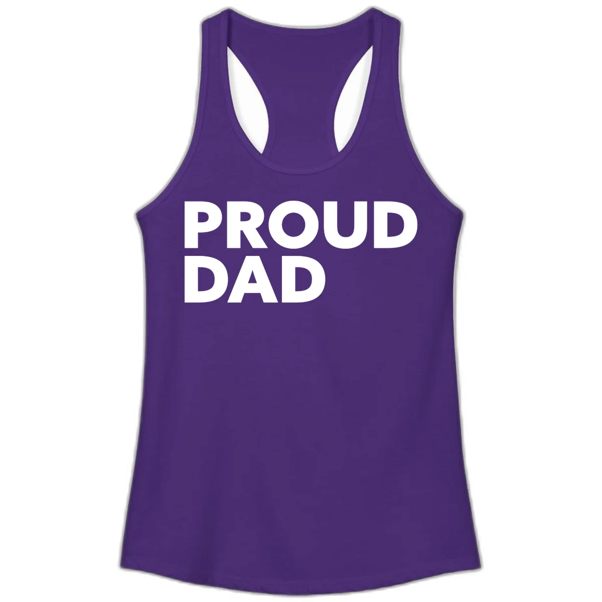 Bold white 'PROUD DAD' text on gray background - proud dad typography design in Solid Purple Rush