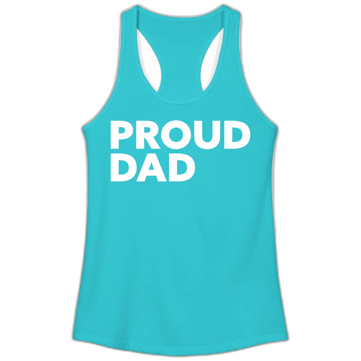 Bold white 'PROUD DAD' text on gray background - proud dad typography design in Solid Tahiti Blue