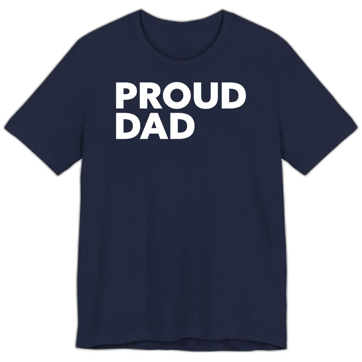 Bold white 'PROUD DAD' text on gray background - proud dad typography design in Navy