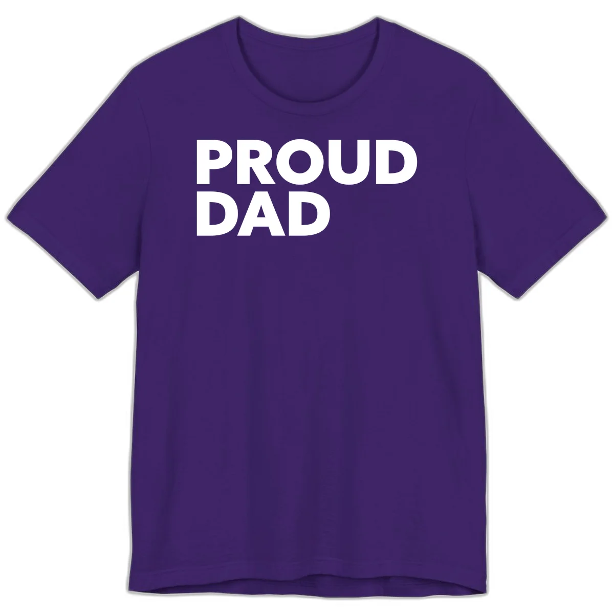 Bold white 'PROUD DAD' text on gray background - proud dad typography design in Team Purple