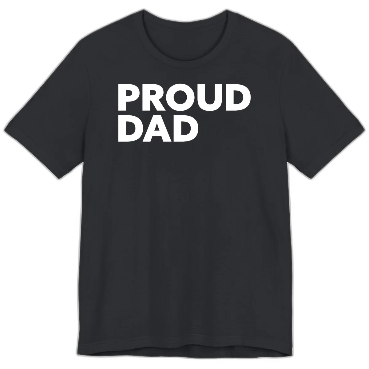 Bold white 'PROUD DAD' text on gray background - proud dad typography design in Vintage Black