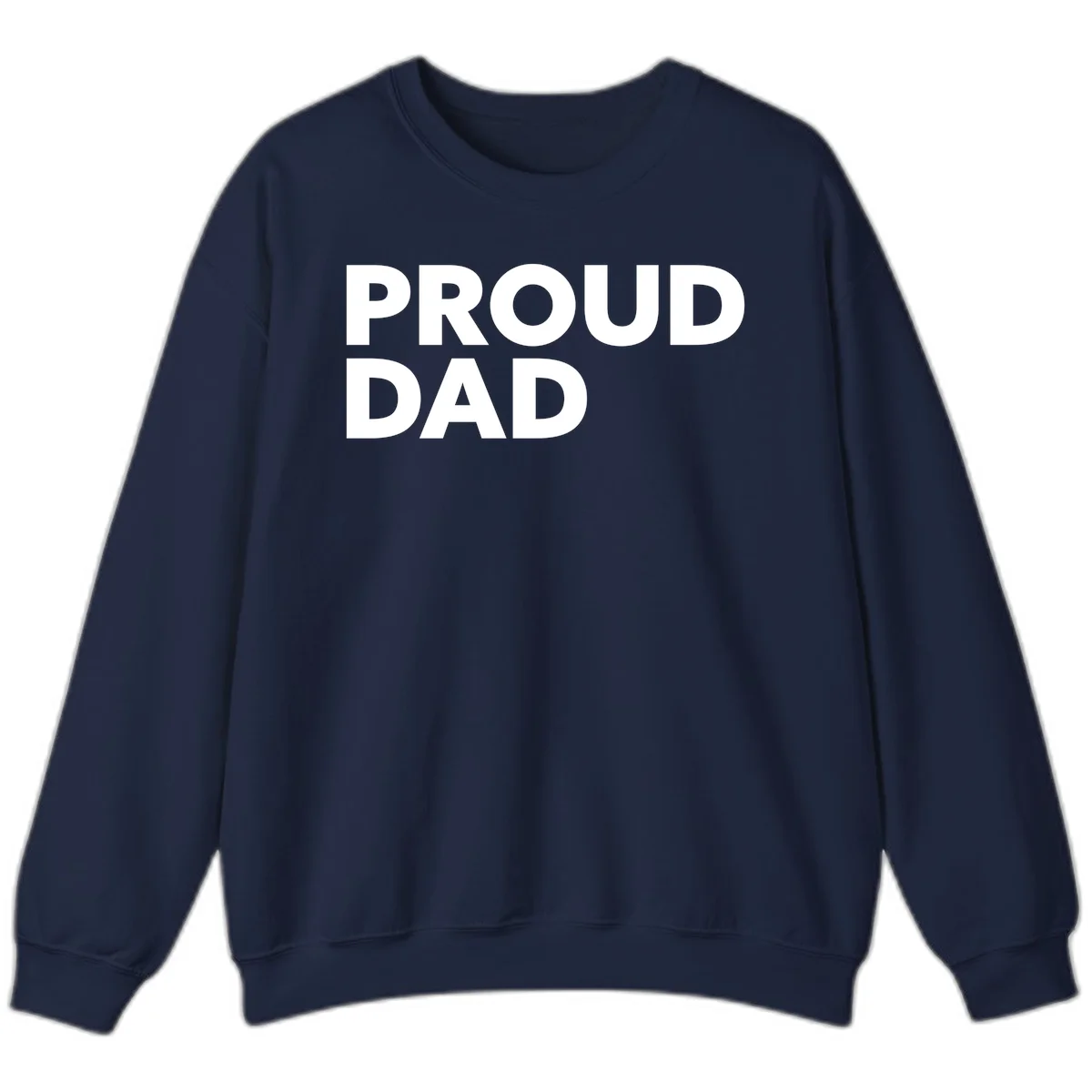 Bold white 'PROUD DAD' text on gray background - proud dad typography design in Navy