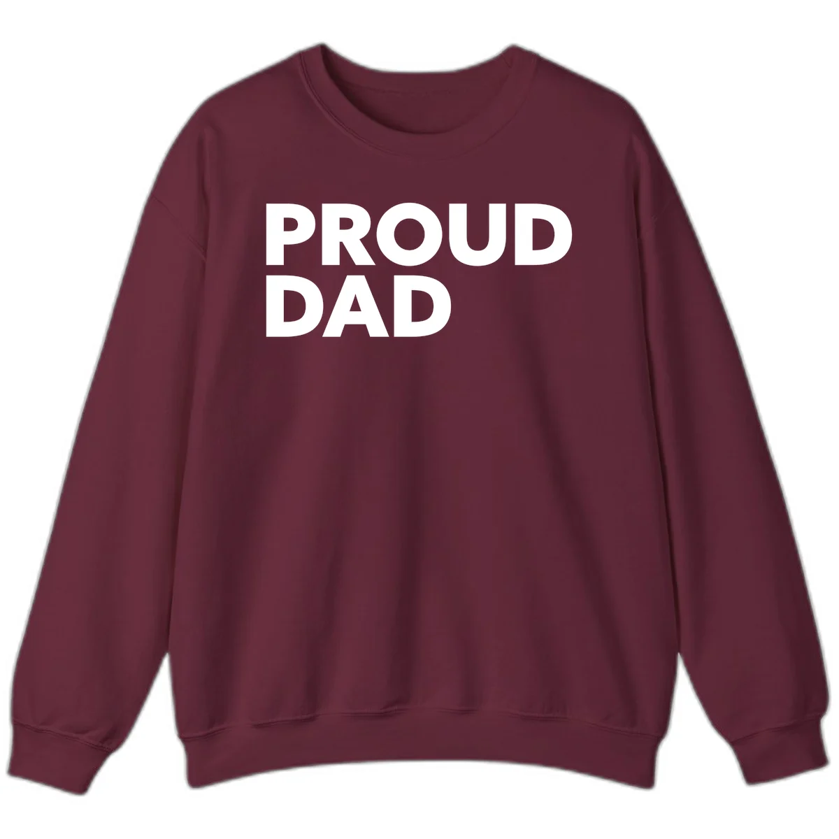 Bold white 'PROUD DAD' text on gray background - proud dad typography design in Maroon