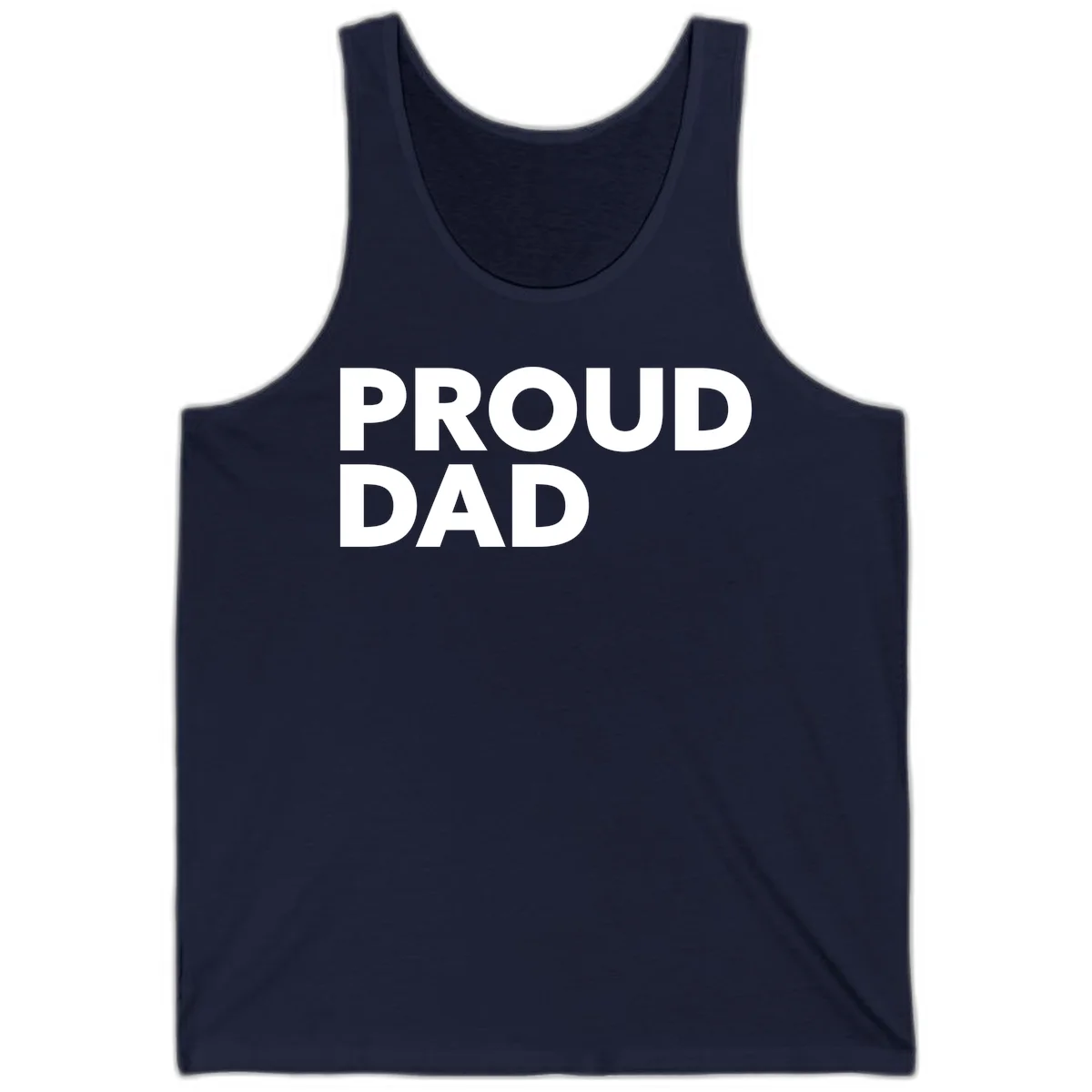 Bold white 'PROUD DAD' text on gray background - proud dad typography design in Navy