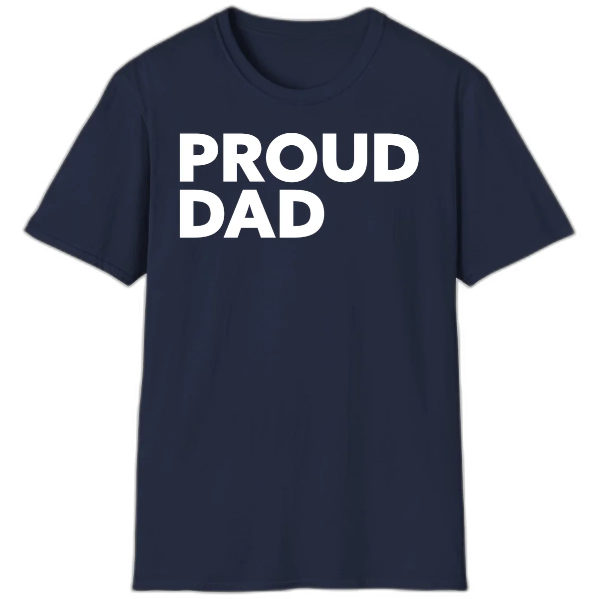 Bold white 'PROUD DAD' text on gray background - proud dad typography design in Navy