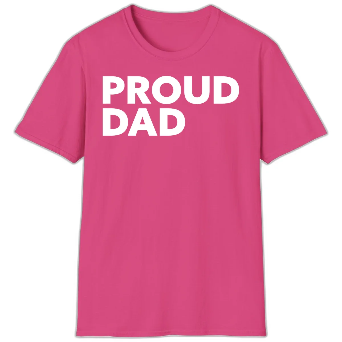 Bold white 'PROUD DAD' text on gray background - proud dad typography design in Heliconia