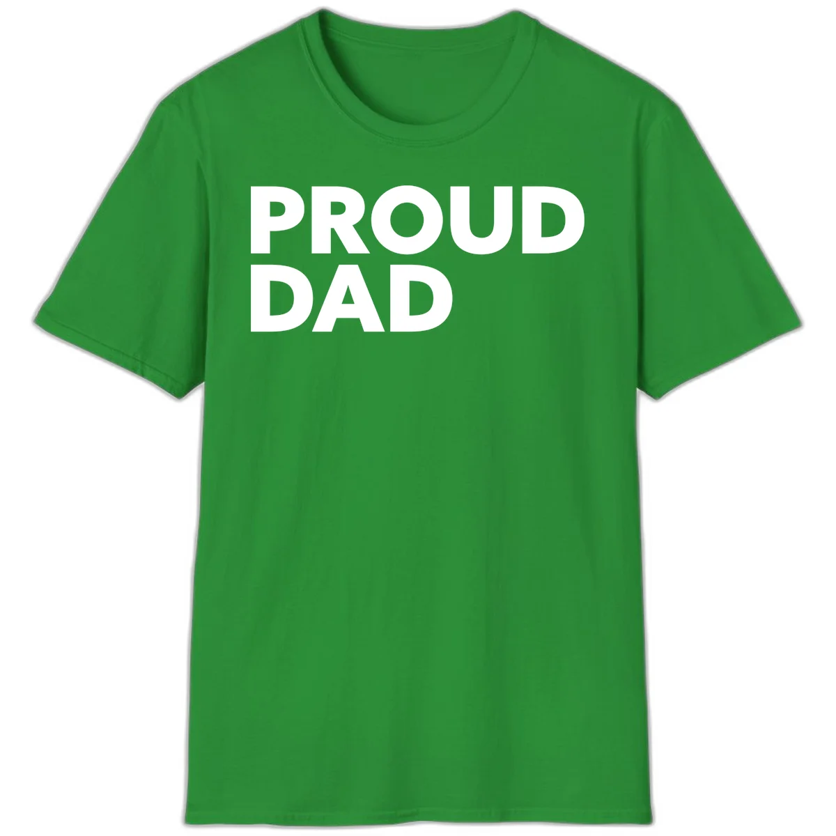 Bold white 'PROUD DAD' text on gray background - proud dad typography design in Irish Green