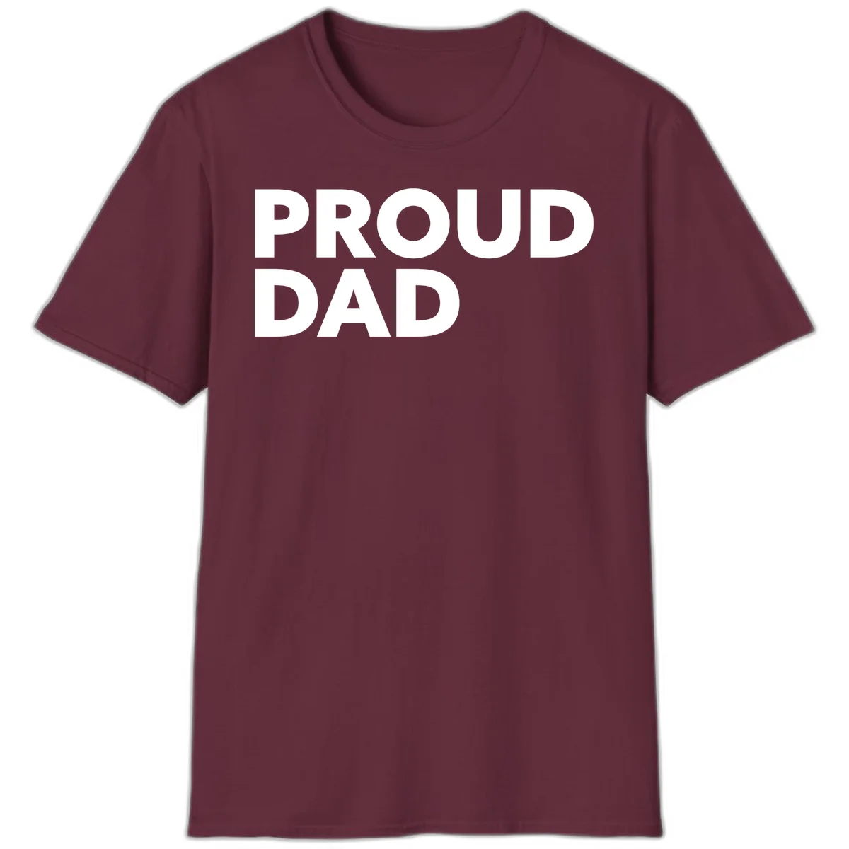 Bold white 'PROUD DAD' text on gray background - proud dad typography design in Maroon