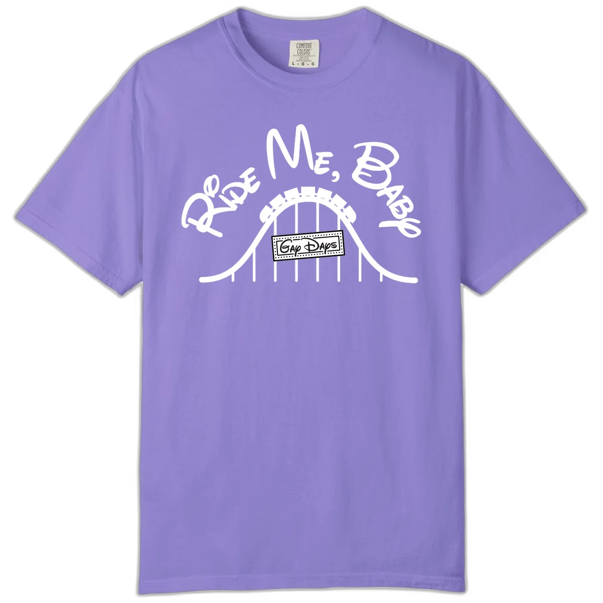 Nautical ship wheel design with 'Once More Into The Gap Days' text and wavy water elements for adventure-themed apparel in Violet