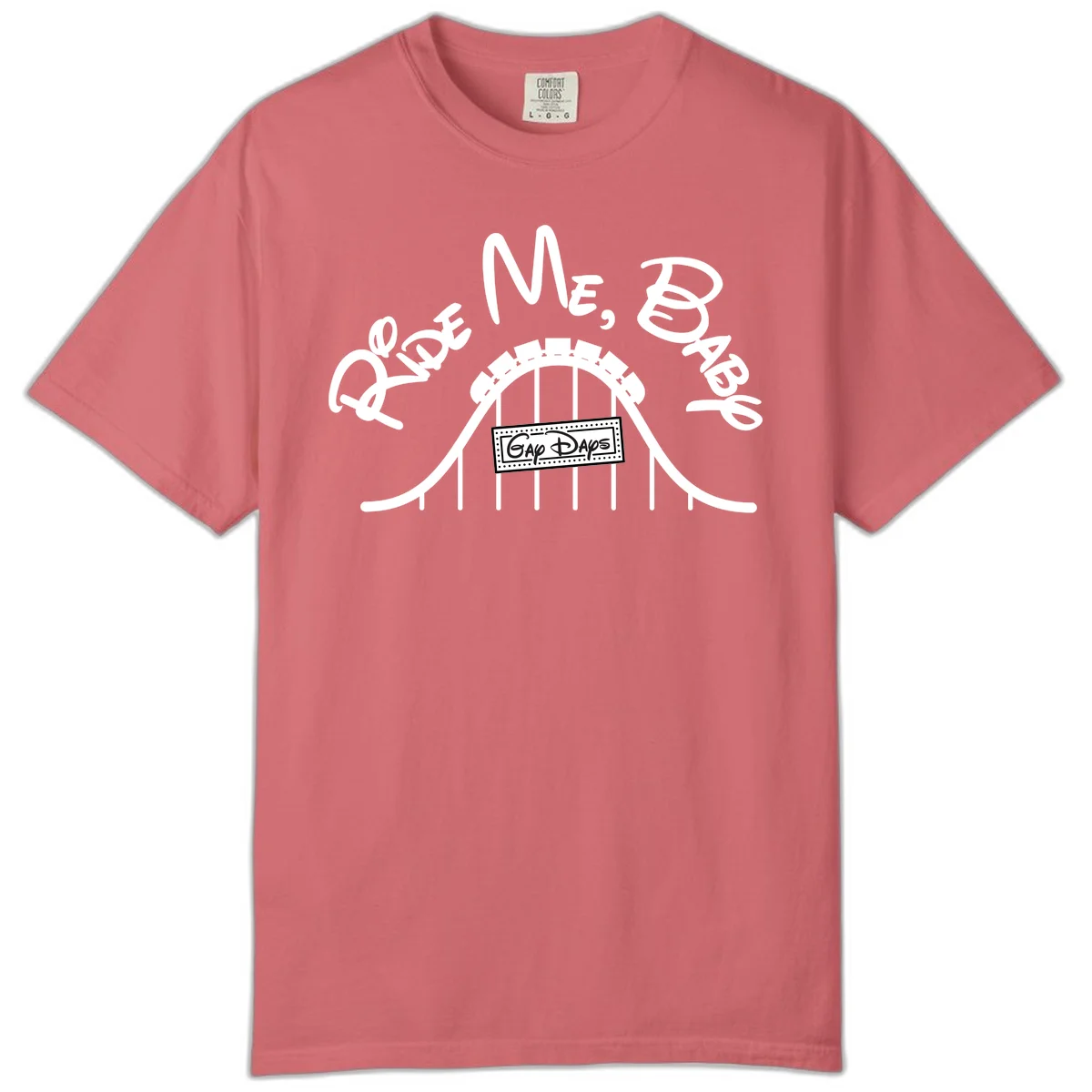 Nautical ship wheel design with 'Once More Into The Gap Days' text and wavy water elements for adventure-themed apparel in Watermelon
