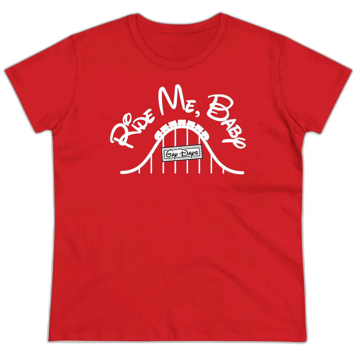Nautical ship wheel design with 'Once More Into The Gap Days' text and wavy water elements for adventure-themed apparel in Red