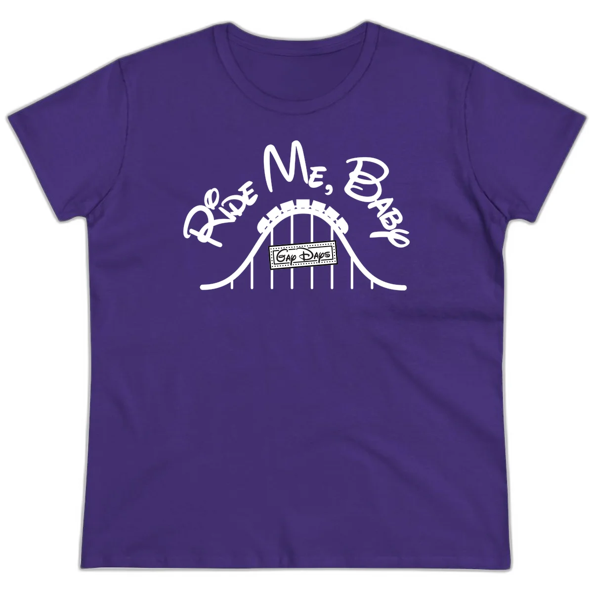 Nautical ship wheel design with 'Once More Into The Gap Days' text and wavy water elements for adventure-themed apparel in Purple