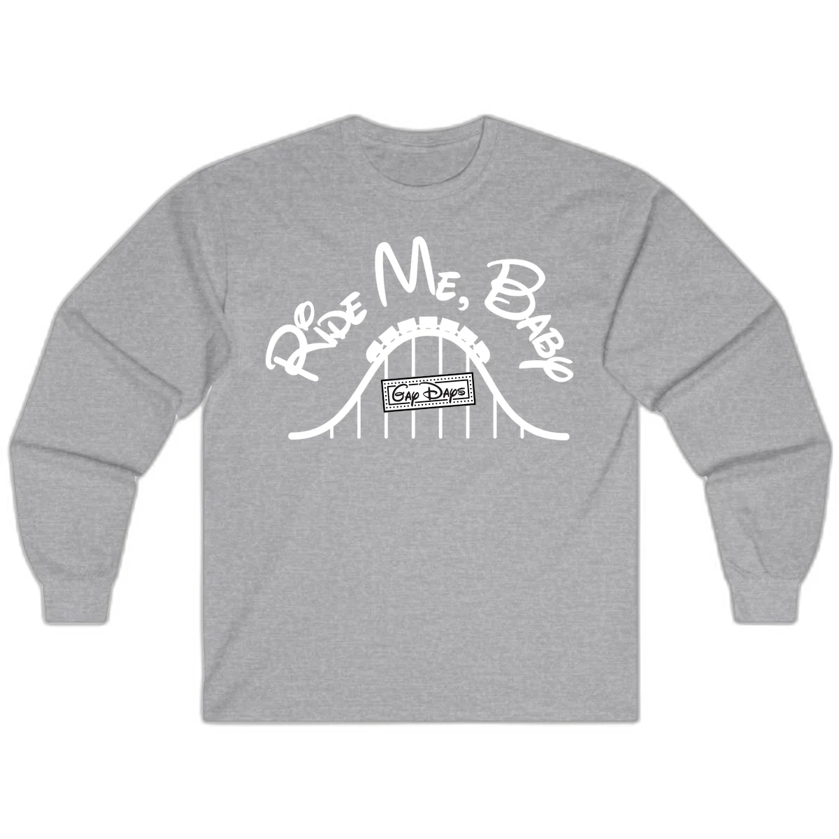 Nautical ship wheel design with 'Once More Into The Gap Days' text and wavy water elements for adventure-themed apparel in Sport Grey