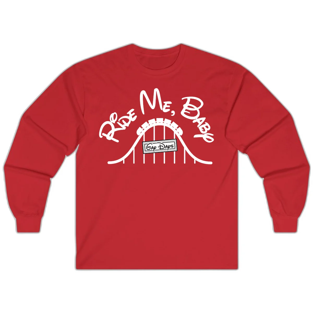 Nautical ship wheel design with 'Once More Into The Gap Days' text and wavy water elements for adventure-themed apparel in Red