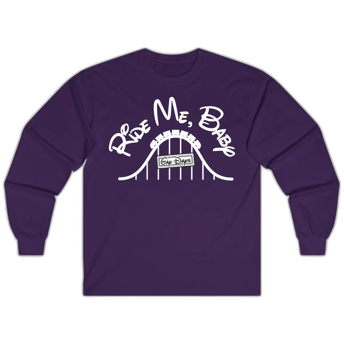 Nautical ship wheel design with 'Once More Into The Gap Days' text and wavy water elements for adventure-themed apparel in Purple