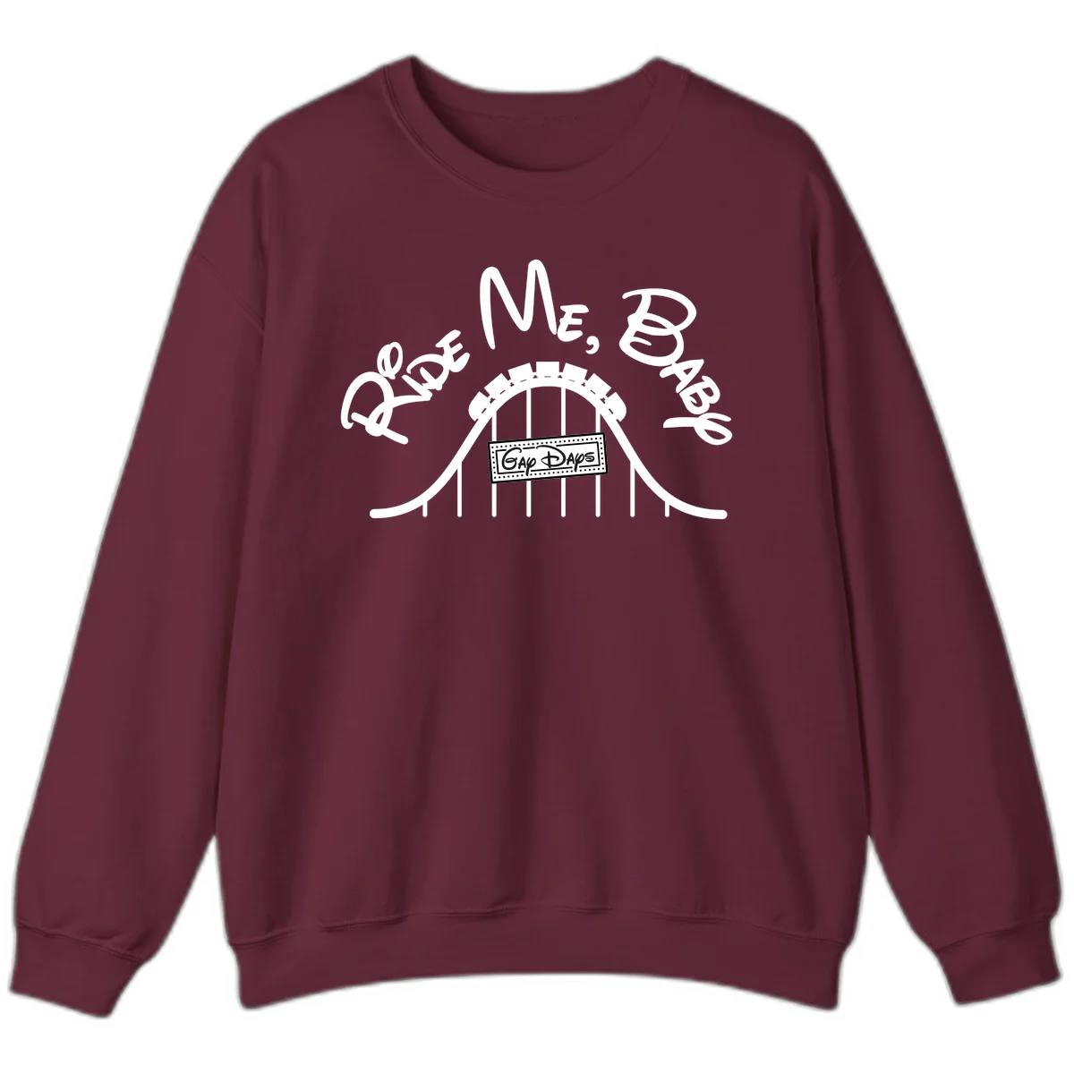 Nautical ship wheel design with 'Once More Into The Gap Days' text and wavy water elements for adventure-themed apparel in Maroon