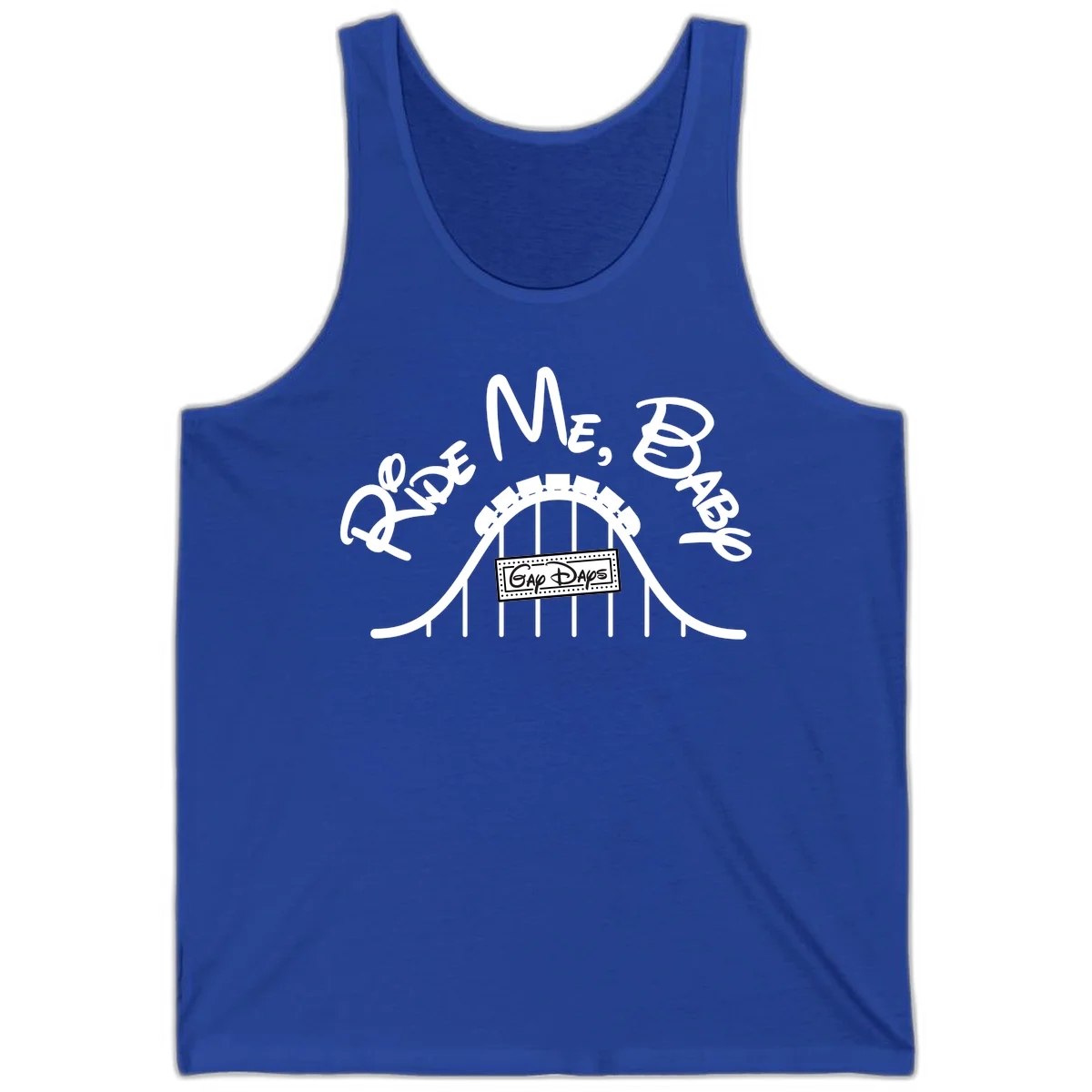 Nautical ship wheel design with 'Once More Into The Gap Days' text and wavy water elements for adventure-themed apparel in True Royal