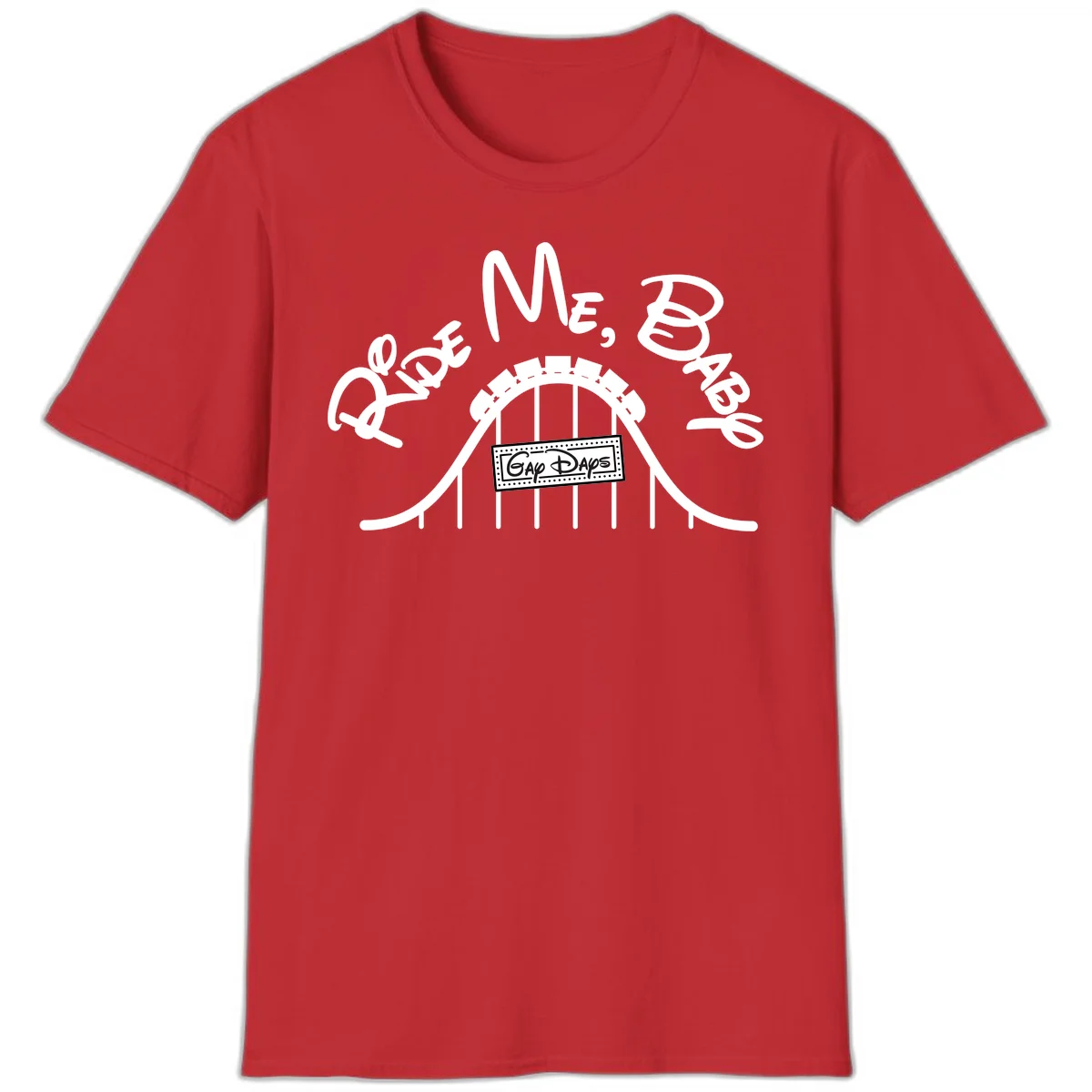 Nautical ship wheel design with 'Once More Into The Gap Days' text and wavy water elements for adventure-themed apparel in Red