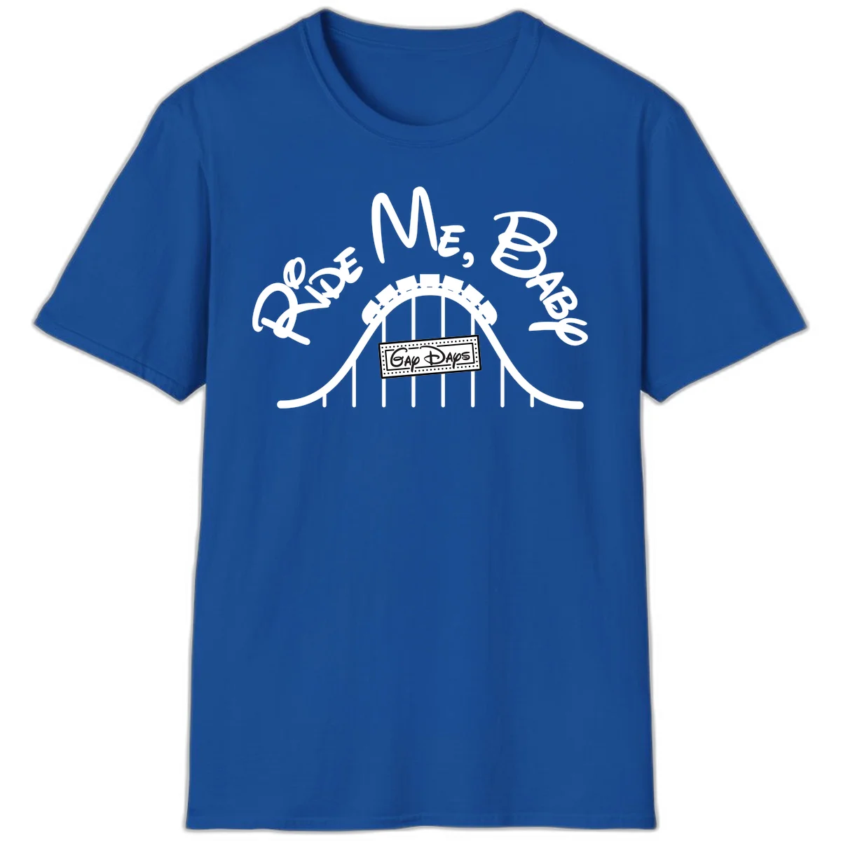 Nautical ship wheel design with 'Once More Into The Gap Days' text and wavy water elements for adventure-themed apparel in Royal