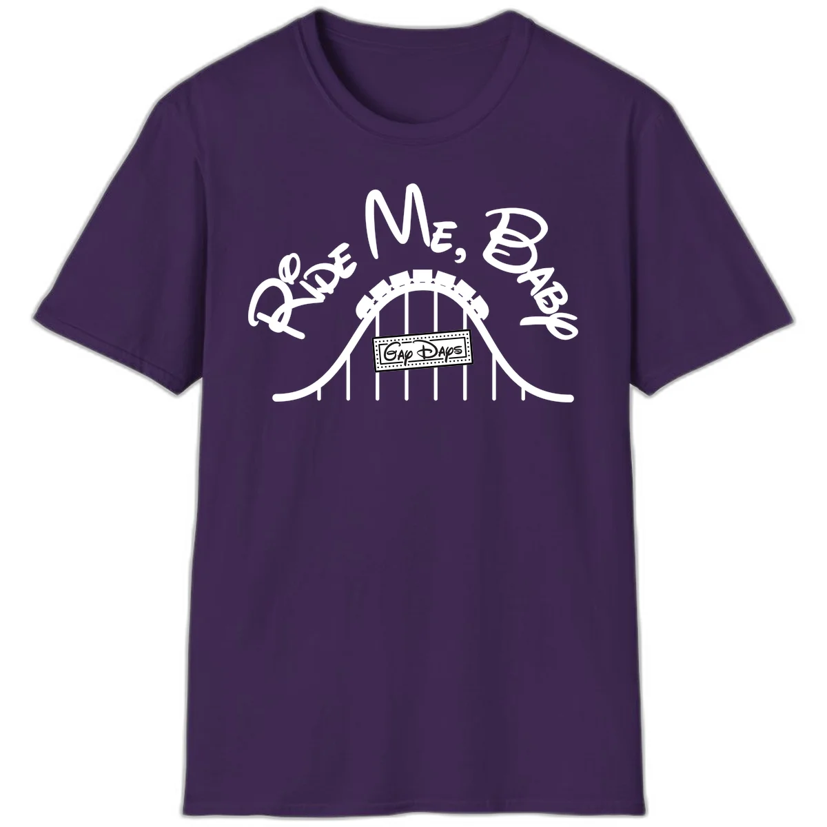 Nautical ship wheel design with 'Once More Into The Gap Days' text and wavy water elements for adventure-themed apparel in Purple