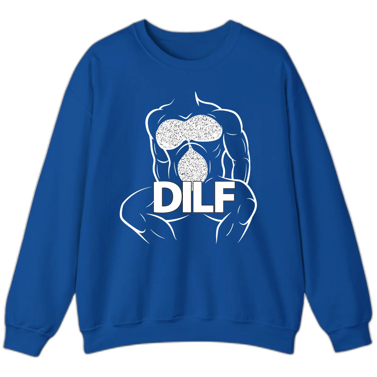 DILF anatomy humor design featuring muscular torso outline with speckled organ illustration and text in Royal