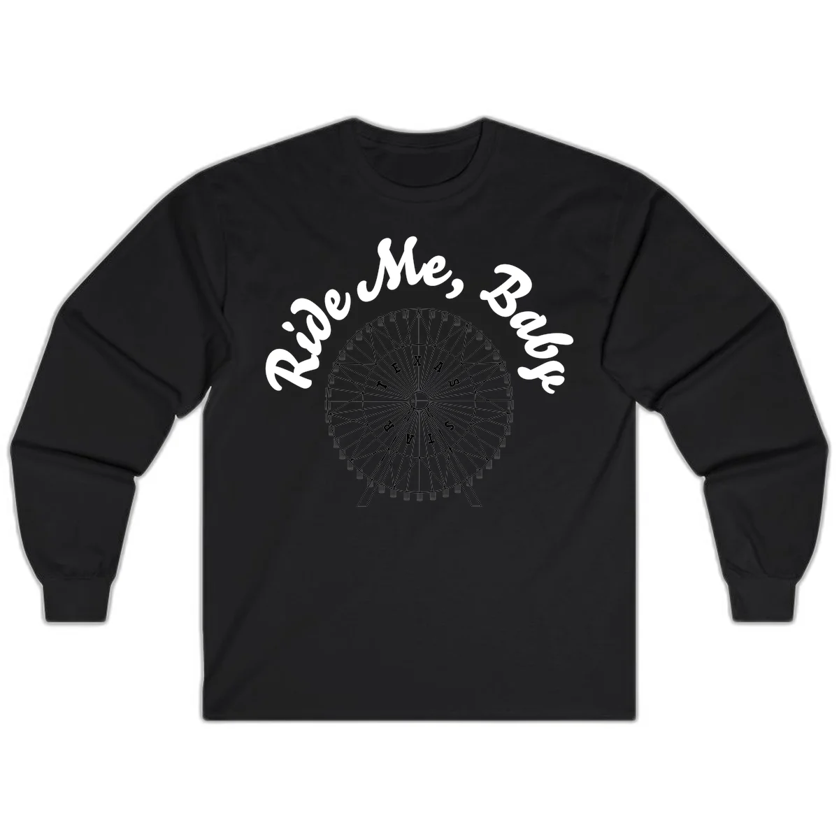 Detailed illustration of a ferris wheel with 'Rescue Me' text in white script above and below the mechanical structure on gray background in Black