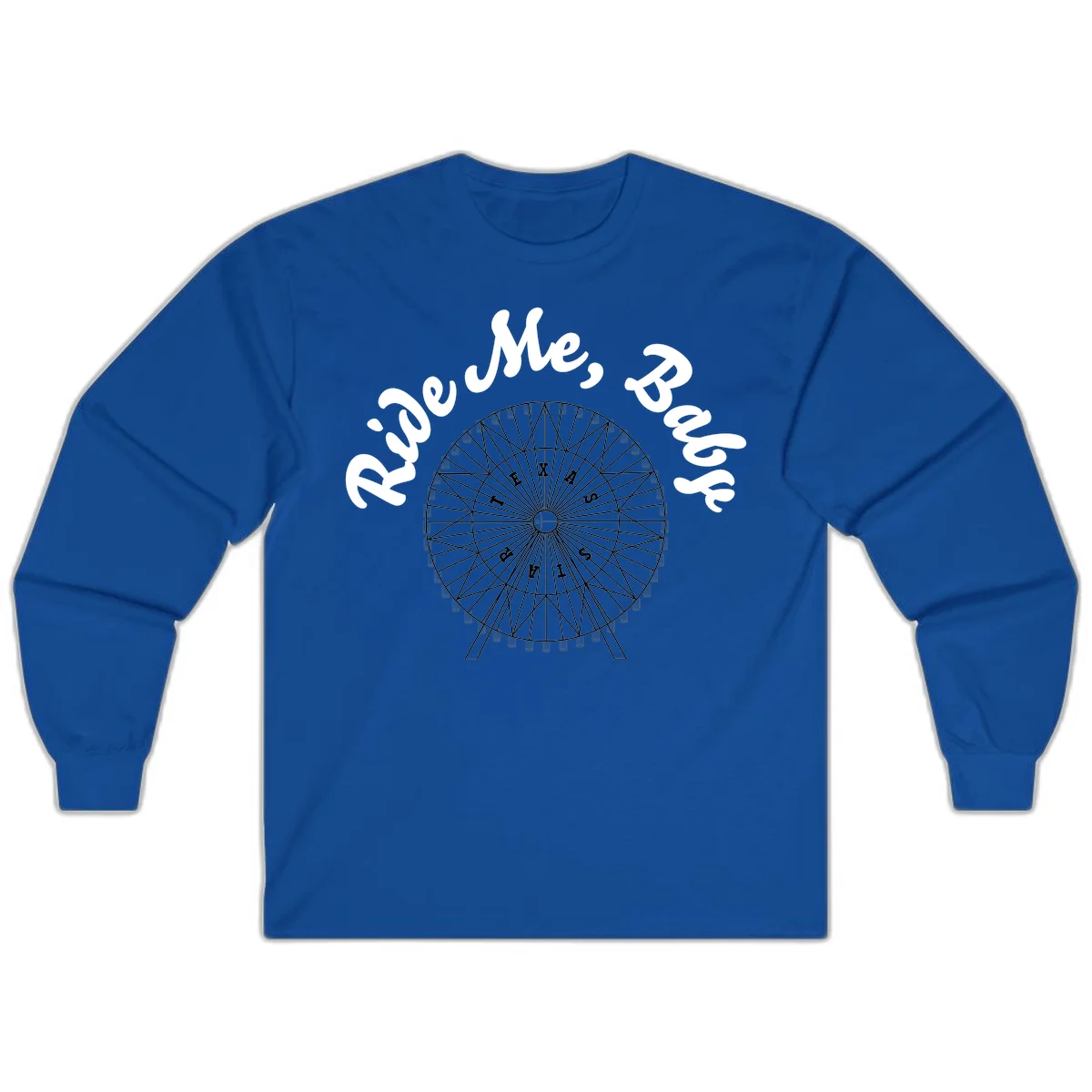 Detailed illustration of a ferris wheel with 'Rescue Me' text in white script above and below the mechanical structure on gray background in Royal