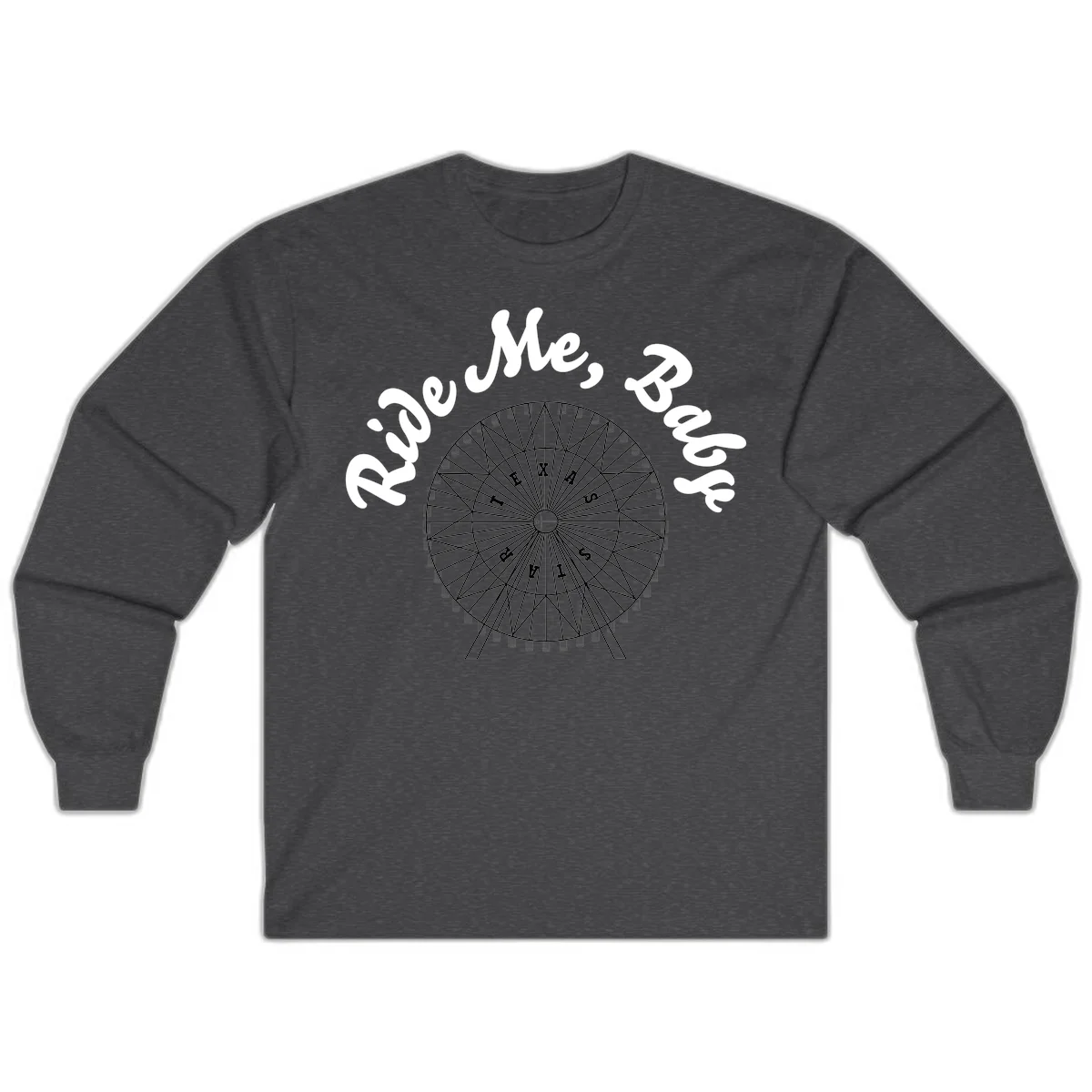 Detailed illustration of a ferris wheel with 'Rescue Me' text in white script above and below the mechanical structure on gray background in Dark Heather