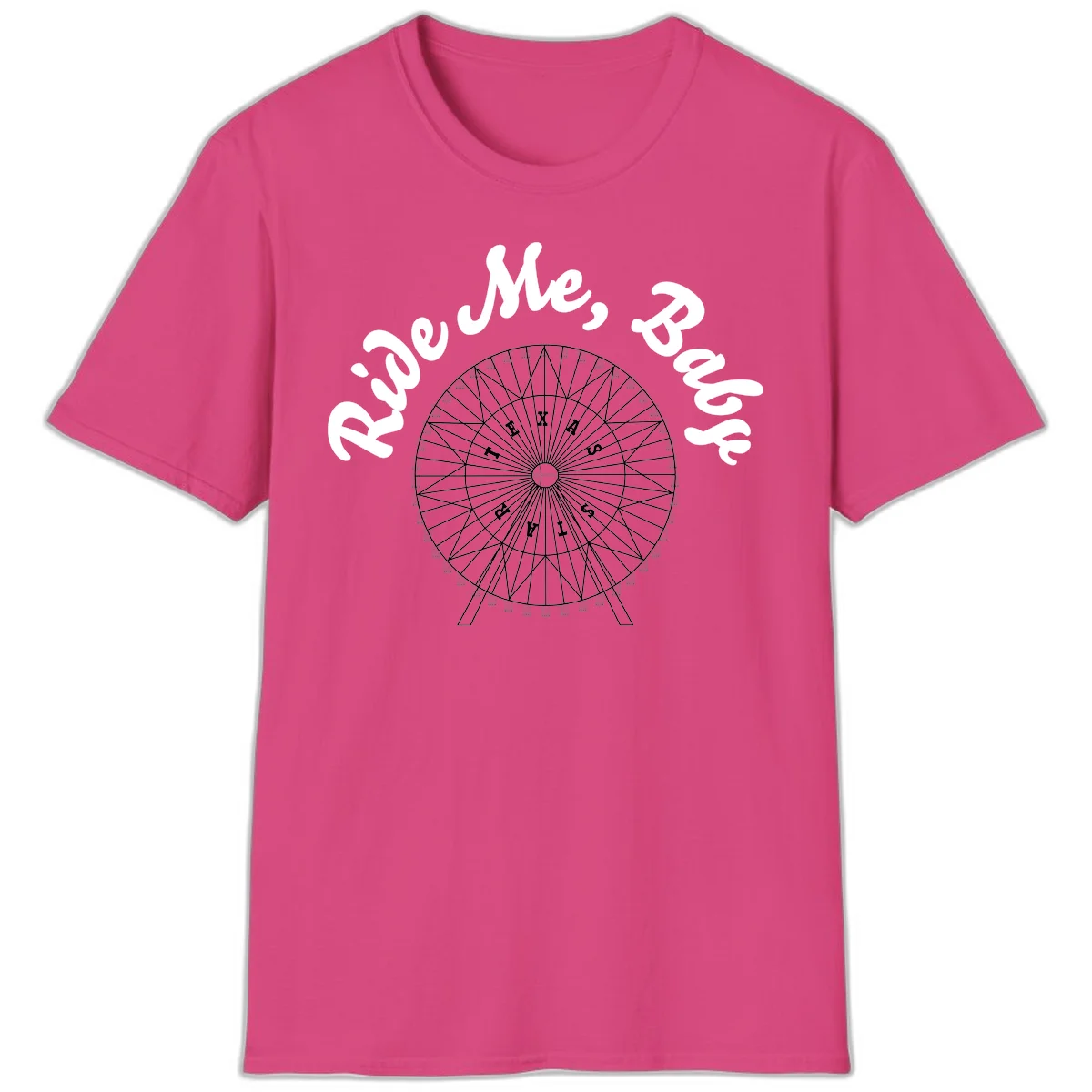 Detailed illustration of a ferris wheel with 'Rescue Me' text in white script above and below the mechanical structure on gray background in Heliconia