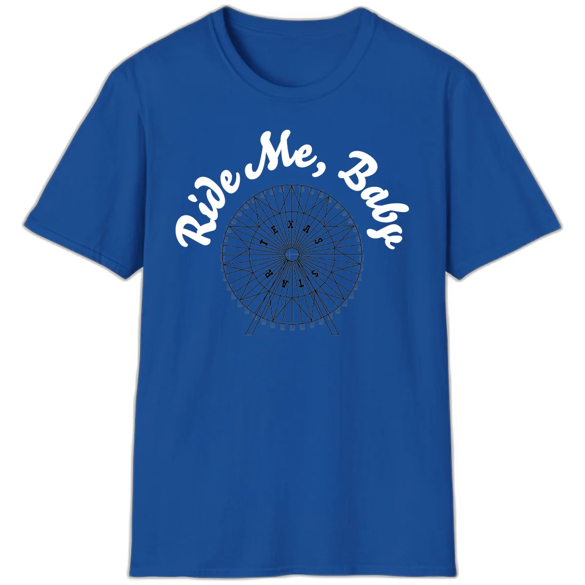 Detailed illustration of a ferris wheel with 'Rescue Me' text in white script above and below the mechanical structure on gray background in Royal