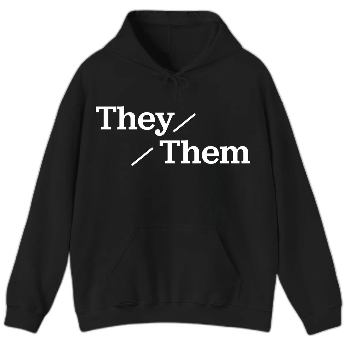Minimalist design with white text reading 'They / Them' on gray background, celebrating gender-inclusive pronouns in Black