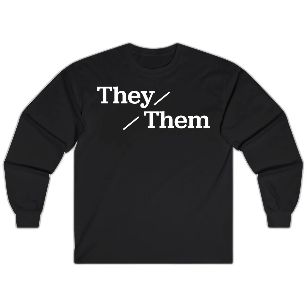 Minimalist design with white text reading 'They / Them' on gray background, celebrating gender-inclusive pronouns in Black