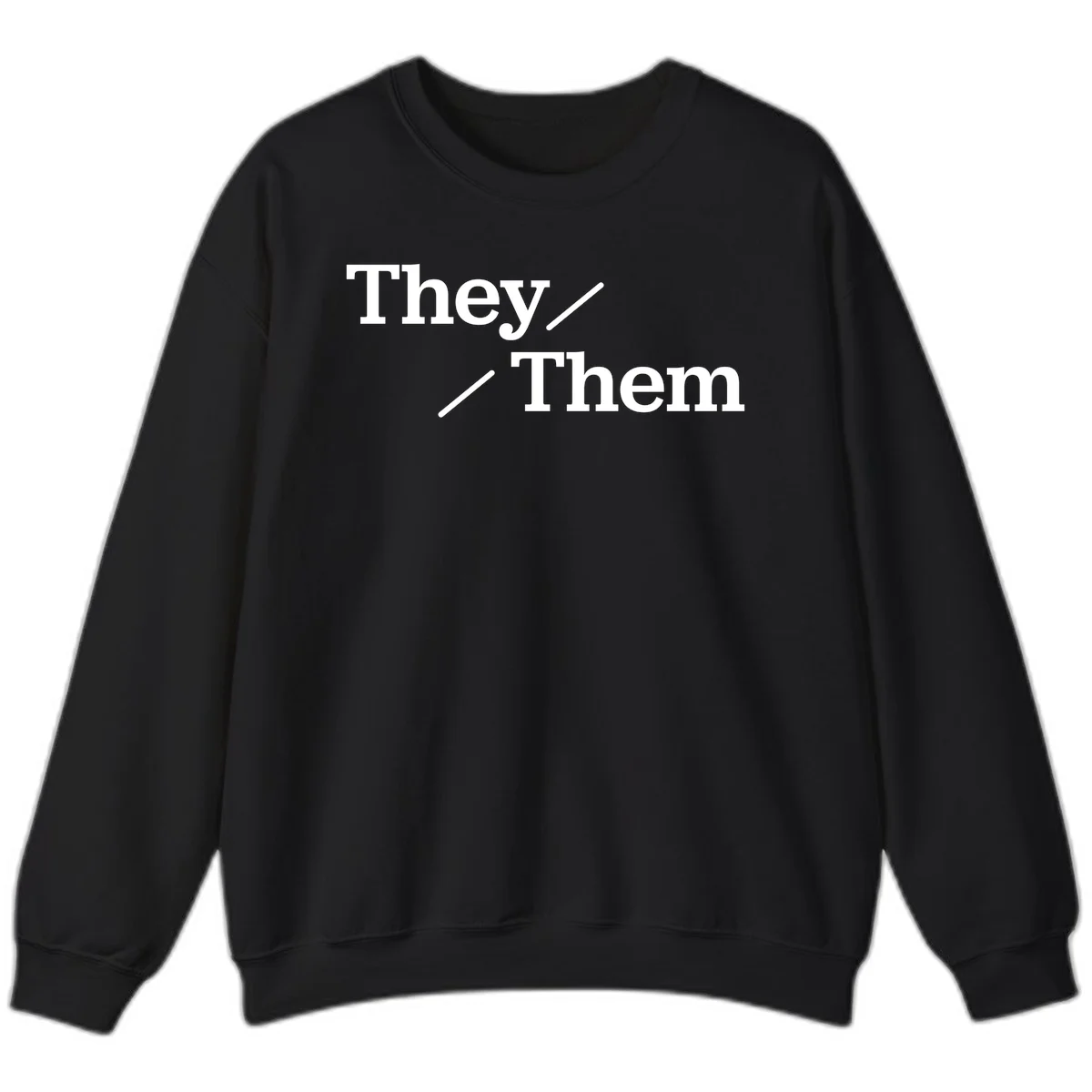 Minimalist design with white text reading 'They / Them' on gray background, celebrating gender-inclusive pronouns in Black