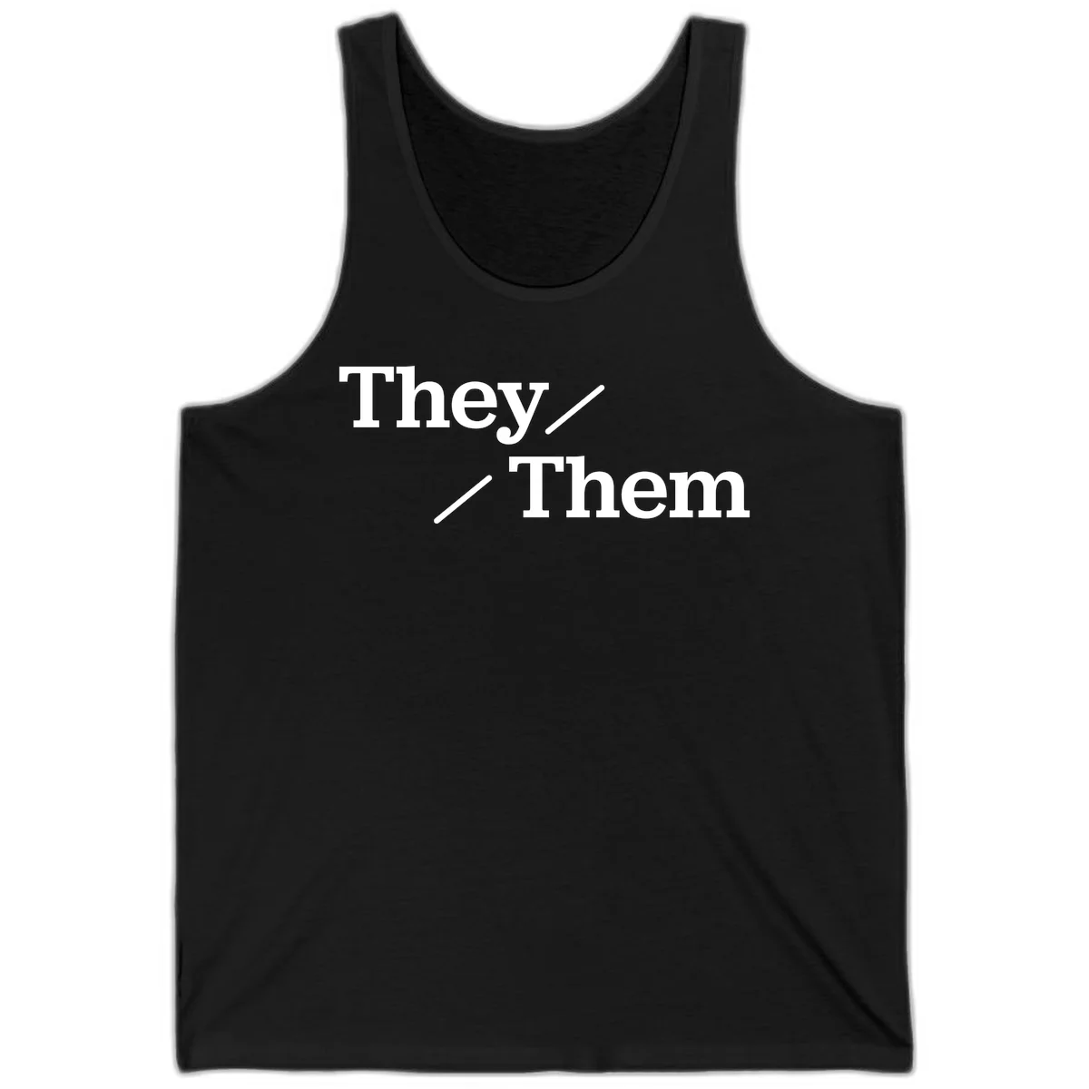 Minimalist design with white text reading 'They / Them' on gray background, celebrating gender-inclusive pronouns in Black