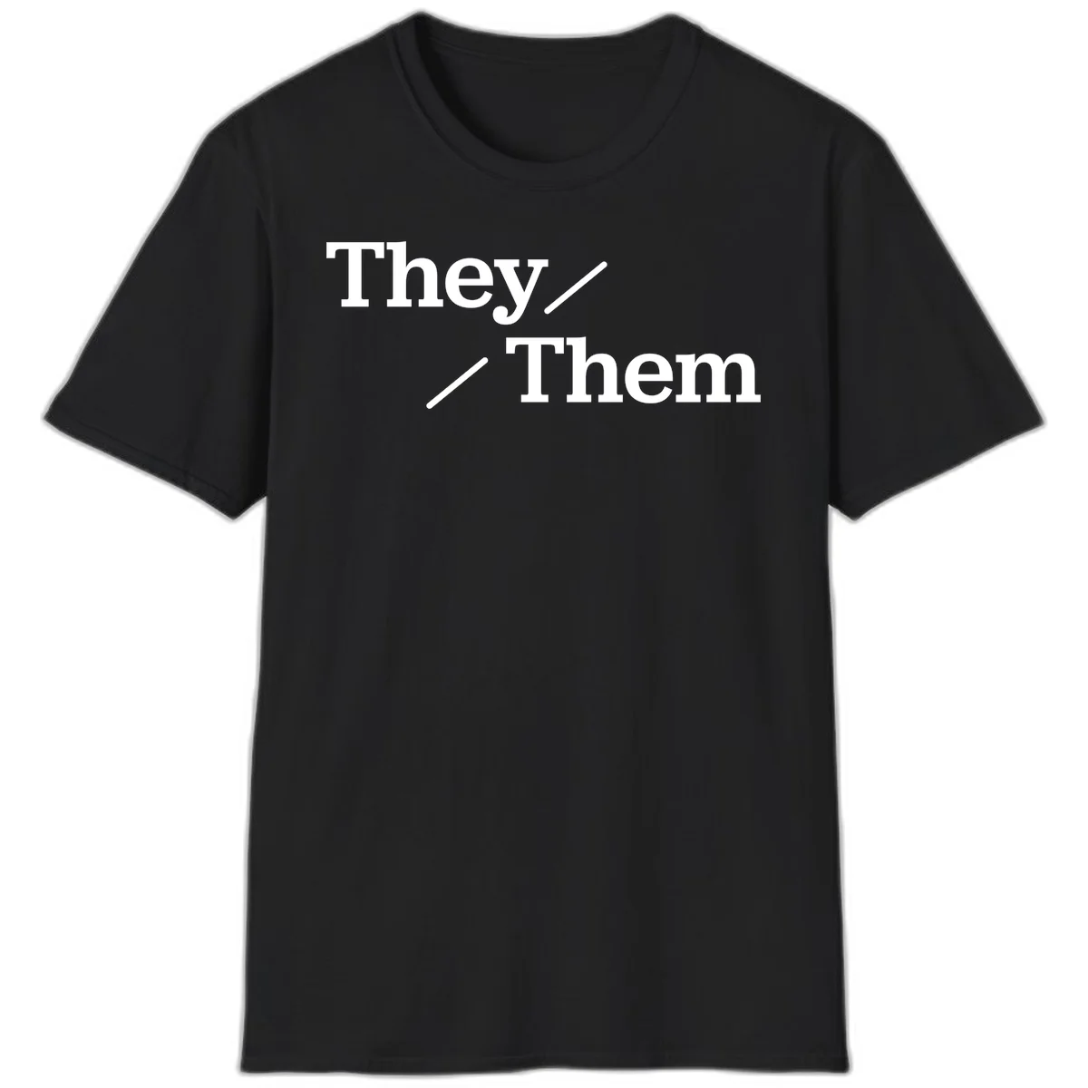 Minimalist design with white text reading 'They / Them' on gray background, celebrating gender-inclusive pronouns in Black